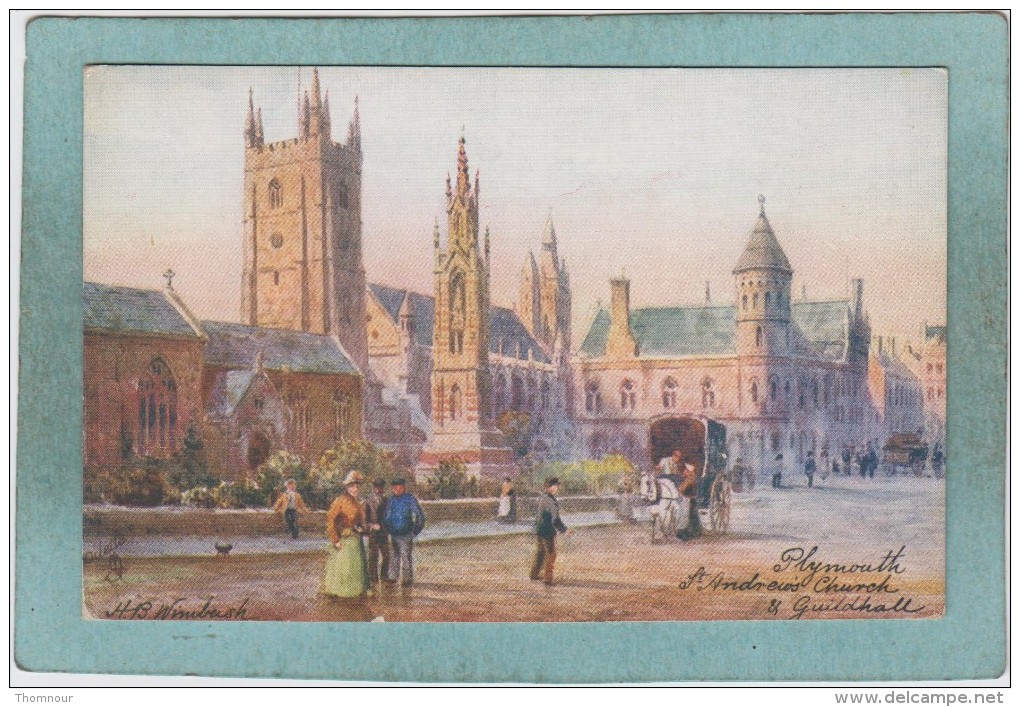 PLYMOUTH  -  ST  ANDREW'S CHURCH  &  GUILDHALL  -  TUCK´S  " OILETTE "  -  BELLE CARTE     - - Plymouth