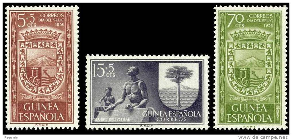 Guinea 362/64 (*) Sin Goma. Escudos. 1956 - Spanish Guinea