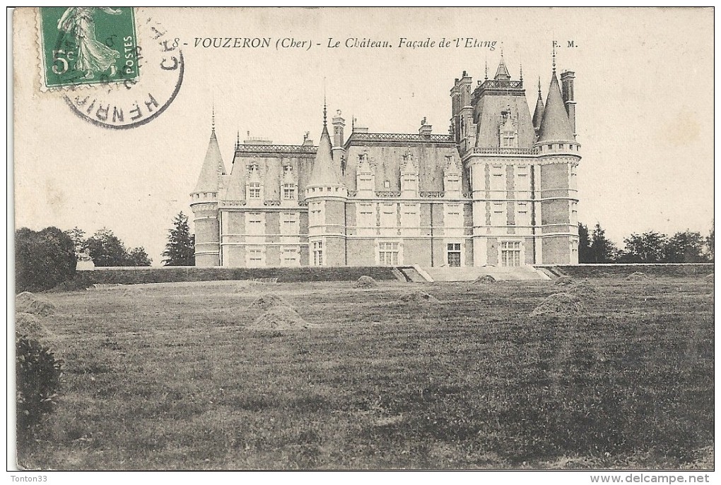 VOUZERON - 18 - Le Chateau, Façade De L'Etang - Angle De Vue TRES RARE - VAN - - Vouzeron