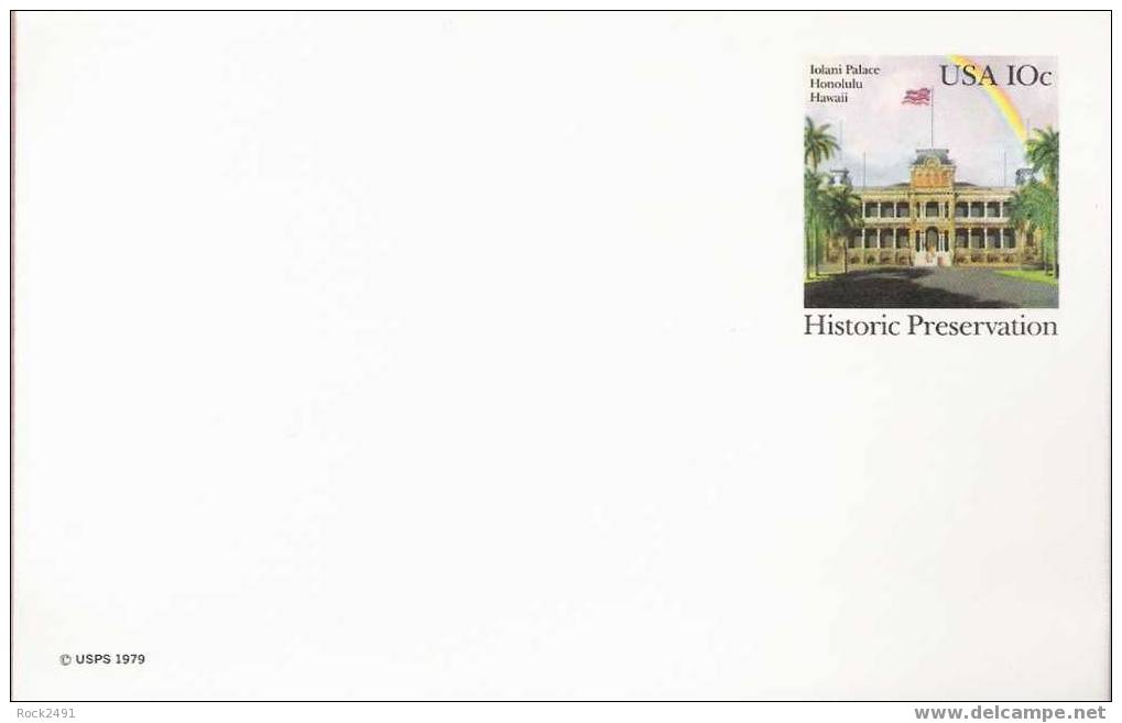 US Scott UX81, 10-cent Post Card, Iolani Palace, Honolulu, Hawaii, Historic Preservation, Mint - 1961-80
