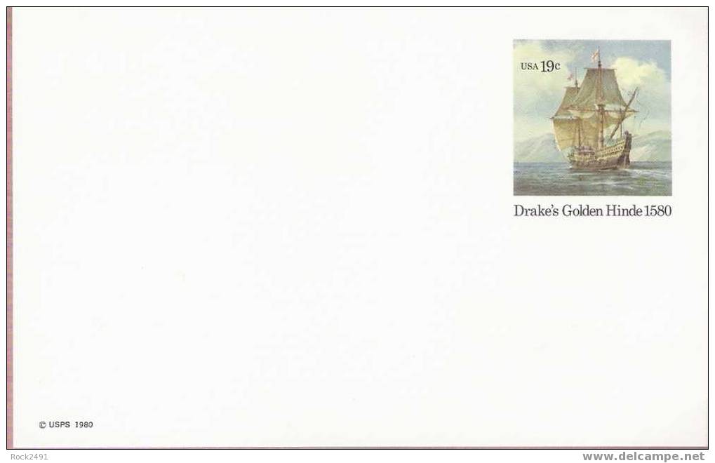 US Scott UX86, 19-cent Post Card, Drake´s Golden Hinde 1580, Mint - 1961-80