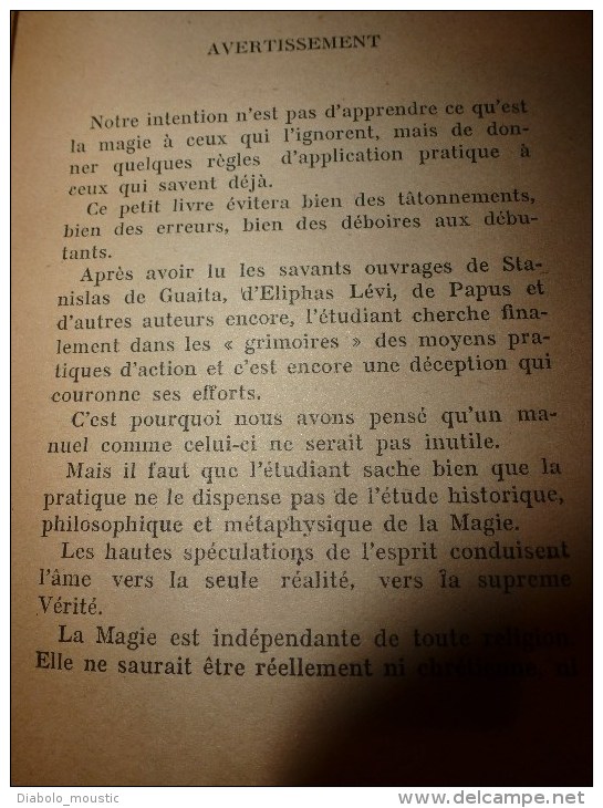 1941 Manuel  de MAGIE PRATIQUE par J. B. (dédié à la mémoire de mon Maitre et Ami Fulcanelli)