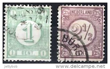 NETHERLANDS 1889 Numeral 1C, 2.5C (Perf 12.5) Used - Used Stamps