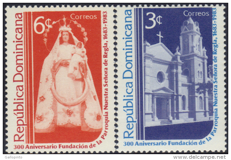 DOMINICAN CHURCH STATUE OUR LADY Of REGLA Sc 889-90 MNH 1983 - Dominikanische Rep.