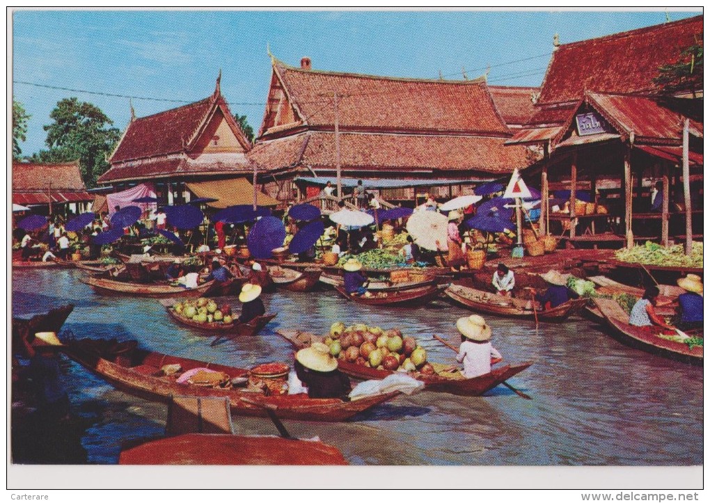 Asie,THAILAND,THAILANDE,n Ear  BANGKOK,FLOATING MARKET,wat Sai,passeur,commerce Su L´eau - Tailandia