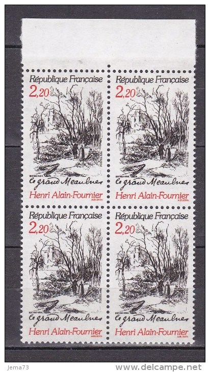 N° 2443 Centenaire De La Naissance D´Henri Alain Fournier Illustration Du Grand Meaulnes: Bloc De 4 Timbres - Neufs