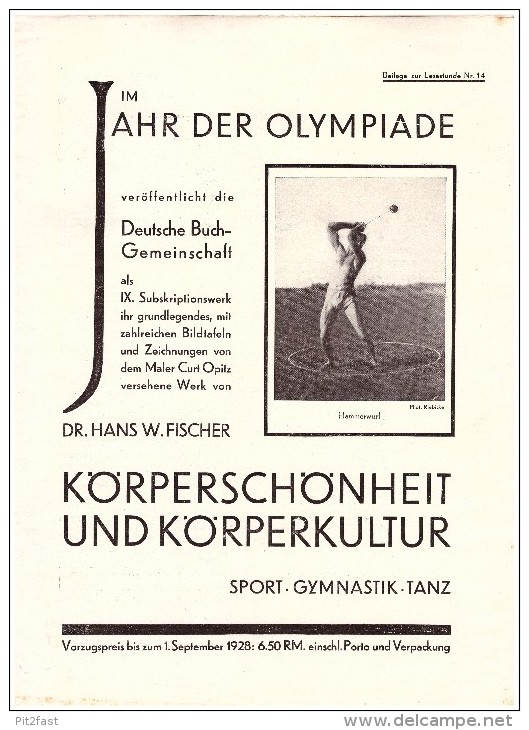 Altes Prospekt - Werbung 1928 - Im Jahr Der Olympiade , Sport , Gymnastik , Tanz , Körperkultur , Fussball !!! - Autres & Non Classés