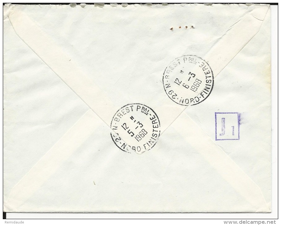 1968 - TAXE FLEURS De 0.6 Sur ENVELOPPE De BREST (FINISTERE)  - REFUSE - 1960-.... Brieven & Documenten