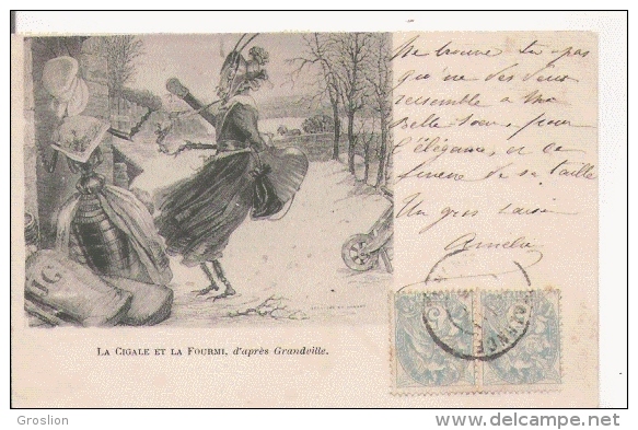 LA CIGALE ET LA FOURMI D'APRES GRANDVILLE 1906 - Contes, Fables & Légendes