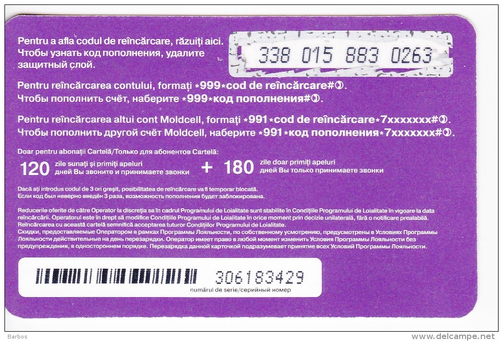 Moldova   Moldavie  , Prepaid Phonecard - Moldcell  , 100 Lei ,  Used - Moldavie