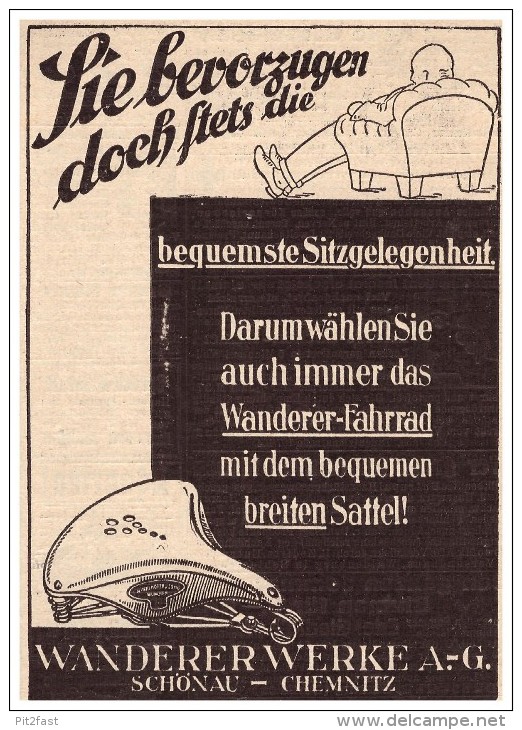 Original Werbung - 1928 - WANDERER , Werk In Schönau B. Chemnitz , Motorrad , Motorräder !!! - Motorräder