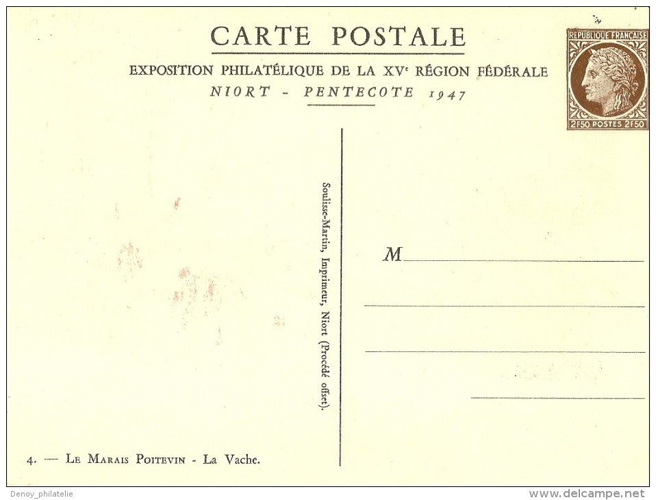 France  Carte Postale Commemorative Exposition Philatelique Niort 1947 La Derie De 4 Cartes Neuves  Ref C2a A C2d Ref St - Standard- Und TSC-AK (vor 1995)