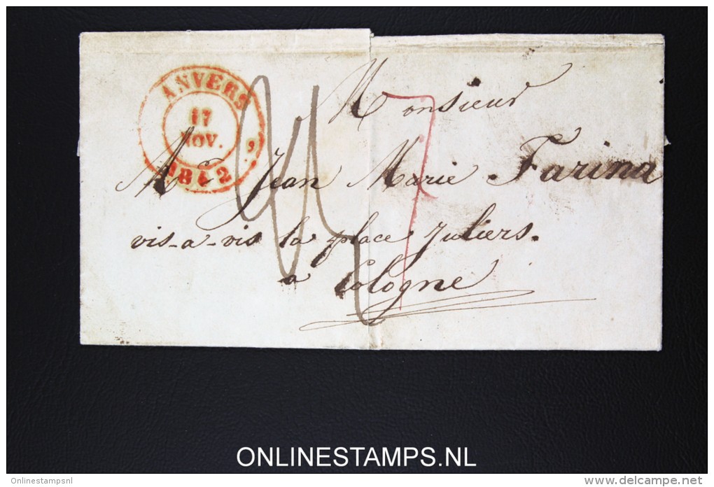 Belgium: Letter From Antwerpen Anvers To Cologne Koln  1842 - 1830-1849 (Onafhankelijk België)