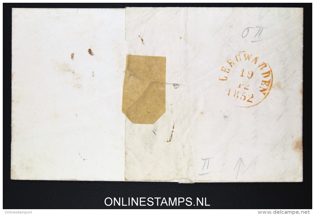 Belgium: Letter From Antwerpen Anvers To Leeuwarden  1852 - 1830-1849 (Belgique Indépendante)