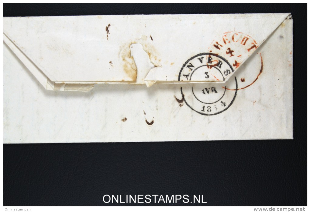 Belgium: Letter From Antwerpen / Anvers To Utrecht  1854 From Prof. Opzoomer To His Wife - 1830-1849 (Belgique Indépendante)