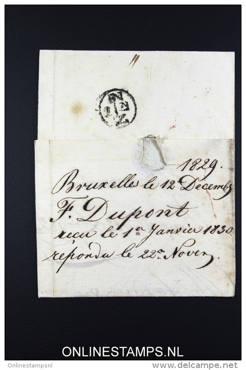 Belgium: Complete Letter Brussles To Cologne, Cöln, Brussel In Red And Round N2 Cancel In Black - 1815-1830 (Dutch Period)