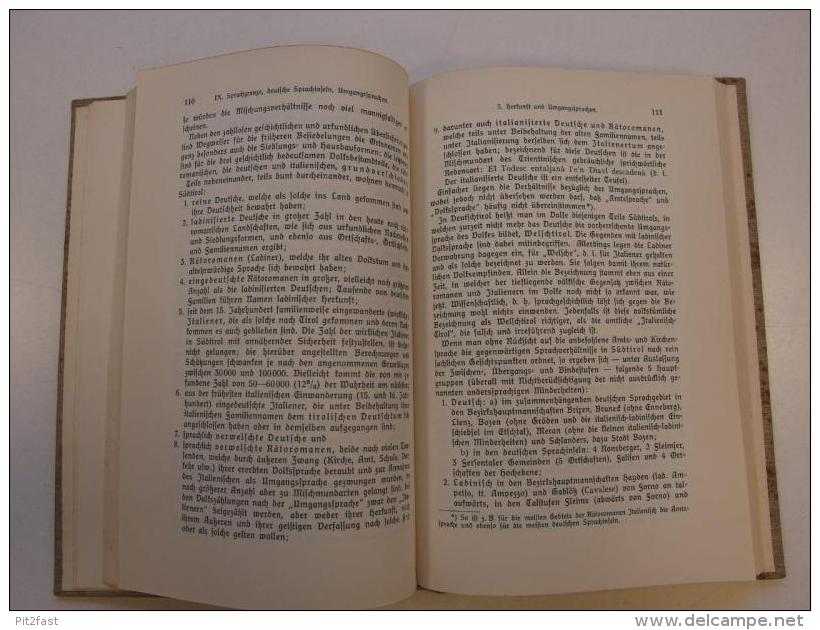 Das Deutschtum in Südtirol !!! 1932 , 218 Seite,  Mit Karte der Umgangssprachen in Südtirol , Dr. W. Rohmeder , Tirol !!