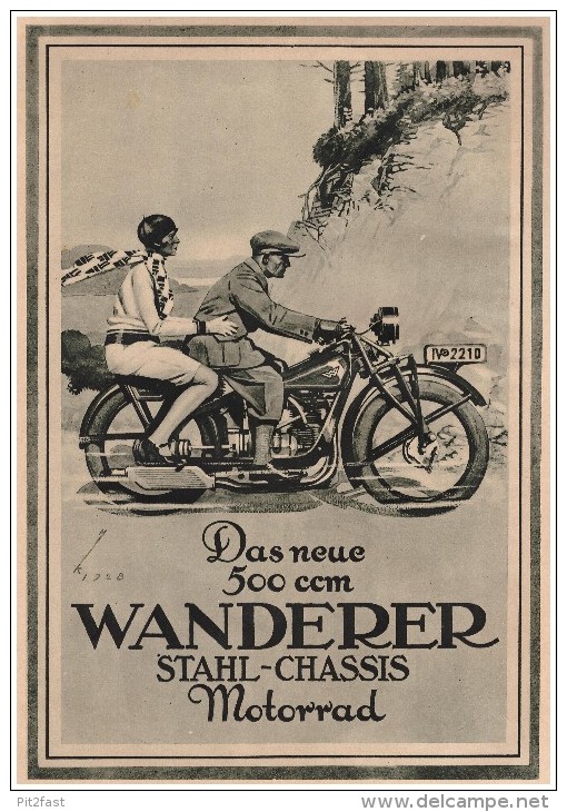 Original Werbung - 1929 - WANDERER 500ccm , Große Seite , Werk In Schönau B. Chemnitz , Motorrad , Motorräder !!! - Motos