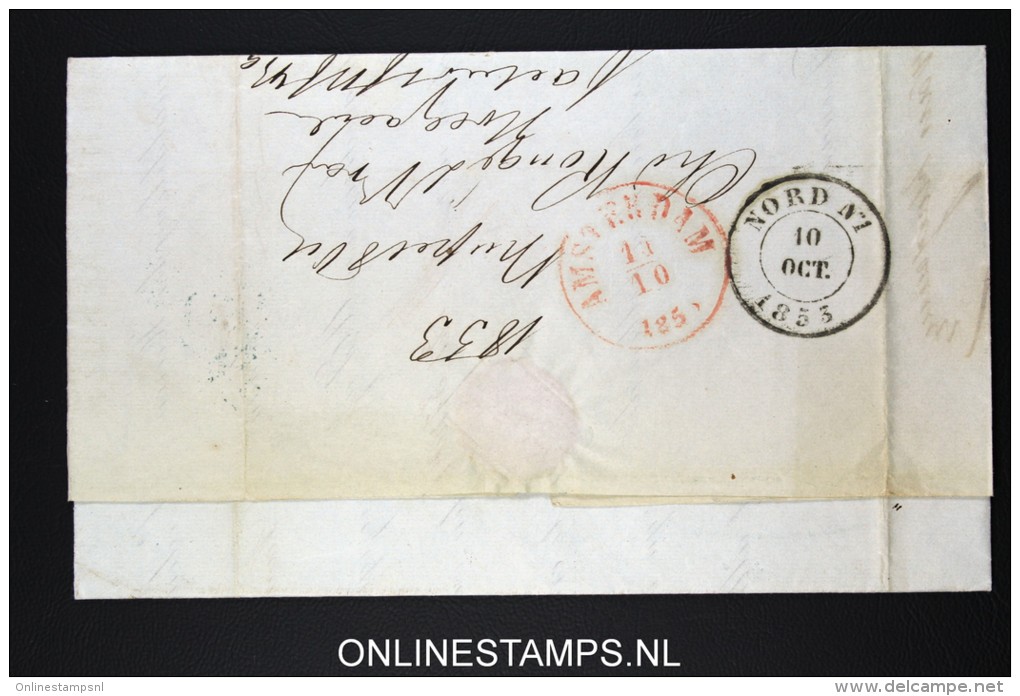 Belgium: Cover Brussels To Amsterdam 1853 - 1830-1849 (Belgique Indépendante)