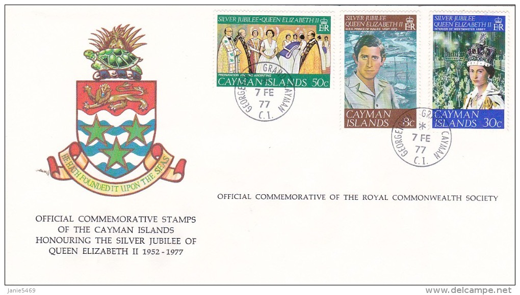 Cayman Islands 1977 Silver Jubilee FDC - Caimán (Islas)