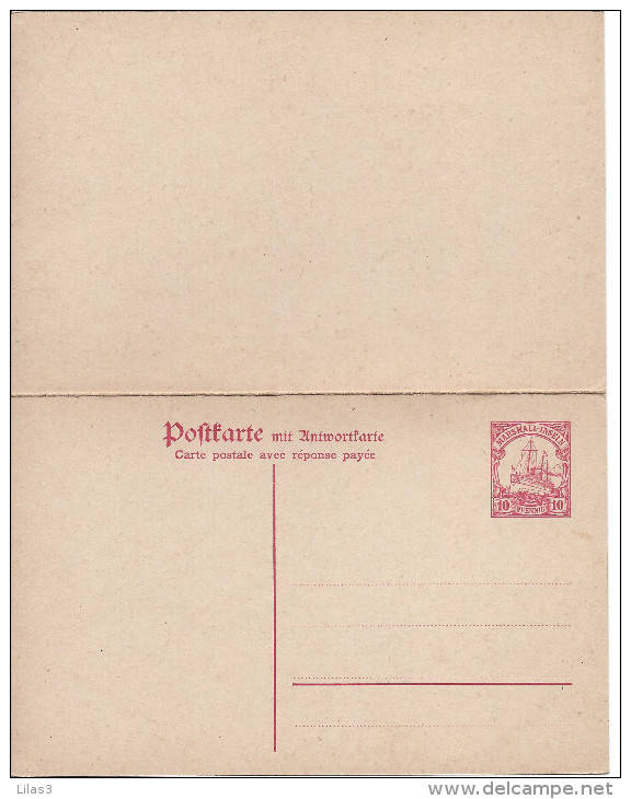 Entier Postal  10 Pfennig Rouge Avec Réponse Payée Neuf Rès Beau Bateau Navire Marine - Marshall Islands