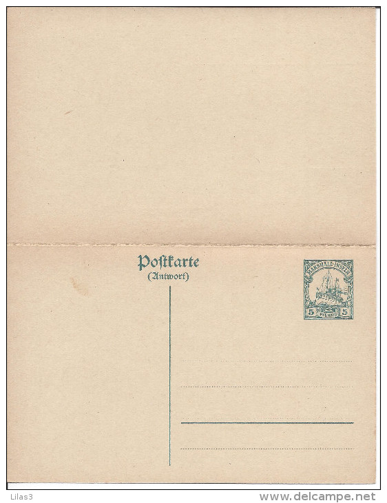 Entier Postal  5 Pfennig Vert Avec Réponse Payée Neuf Très Beau Bateau Navire Marine - Marshall