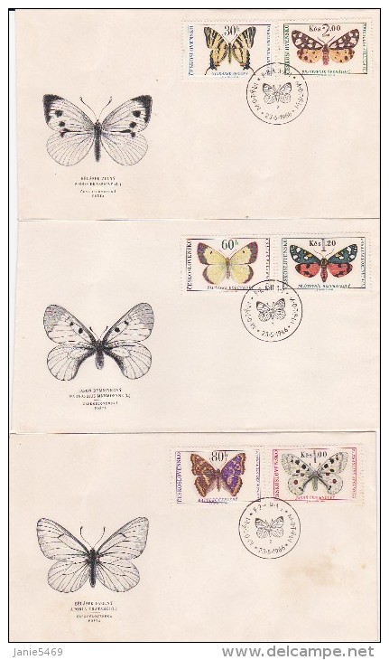 Czechoslovakia 1966 Butterflies FDCs - FDC