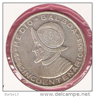 PANAMA 1/2 BALBOA 1953 SILVER KM20 - Panamá