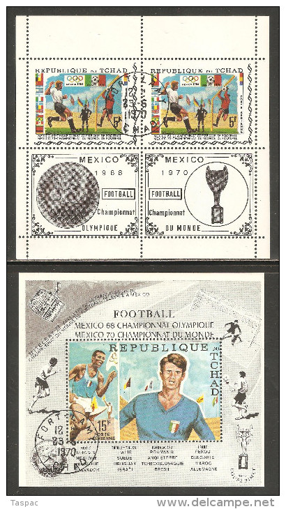 Chad 1970 Mi# 307 A Kleinbogen, Block 8 A Used - 1968 Summer Olympics / 1970 World Cup Soccer Championships, Mexico - 1970 – Mexico