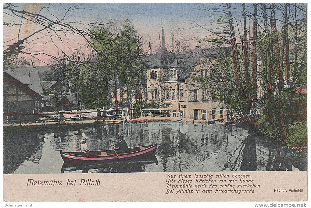 Litho AK Gasthaus Meixmühle Mit Spruch Bei Pillnitz Dresden Borsberg Graupa Reitzendorf Schönfeld Weissig Malschendorf - Pillnitz