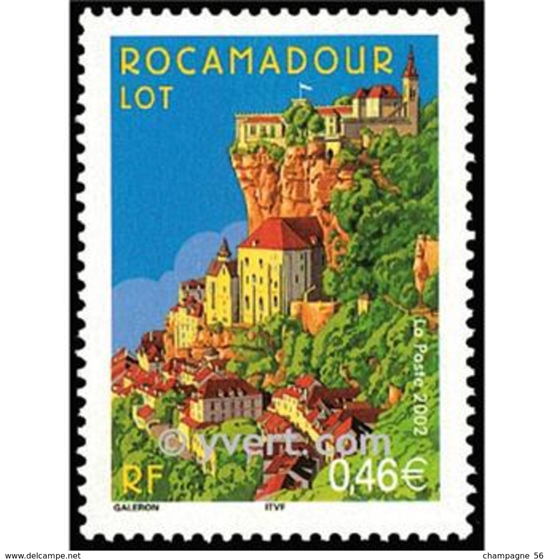 2002  N° 3492  ROCAMADOUR DEUX BANDES PHOSPHORESCENTE  OBLITÉRÉ 12.8.2002 YVERT TELLIER 0.60 € - Usati