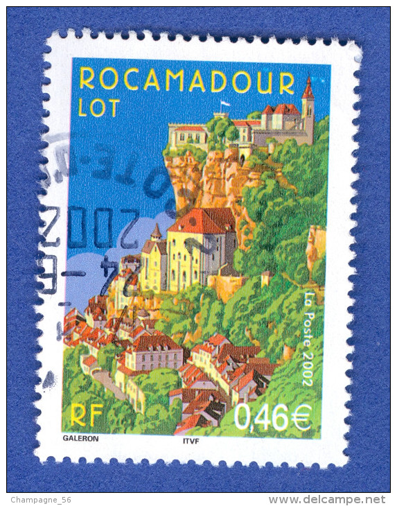 2002  N° 3492  ROCAMADOUR  DEUX BANDES PHOSPHORESCENTE 24.6.2002 OBLITÉRÉ YVERT TELLIER 0.60 € - Usati