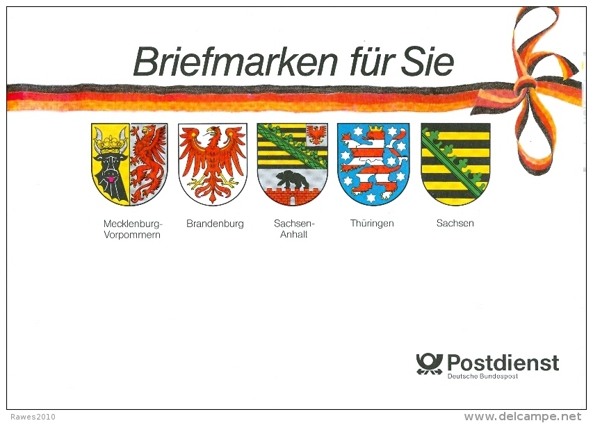 BRD Geschenkheftchen Mi. GH 1 Komplett 10 X Mi. 1390 Wappen Ostdeutsche Länder Löwe Adler Bär (= Deutsche Einheit) - 1971-2000