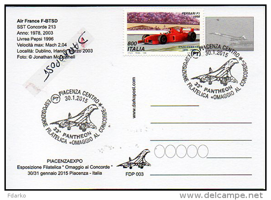 Plan Supersonic Concorde 213 AIR FRANCE  F-BTSD Pepsi Livrey Aircraft Aviation Avion Aiplane Postmark Philatelic - 1946-....: Ere Moderne