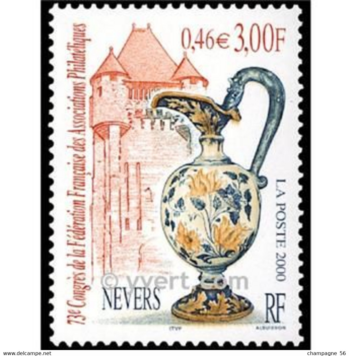 * 2000  N° 3329  NEVERS  FAÏENCE  OBLITÉRÉ YVERT TELLIER 0.60 € - Usados