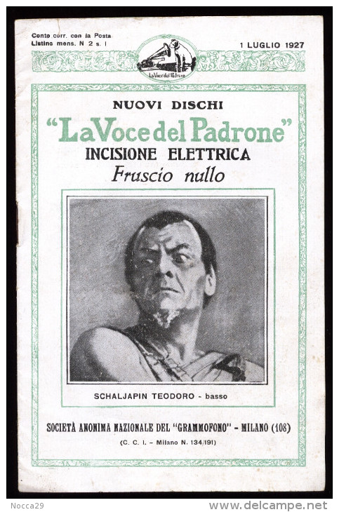 LIBRETTO LA VOCE DEL PADRONE 1927  PRESENTAZIONE NUOVI DISCHI PABLO CASALS LANDON ROLAND ALBERTO COATES SCHALJAPIN - Affiches & Posters