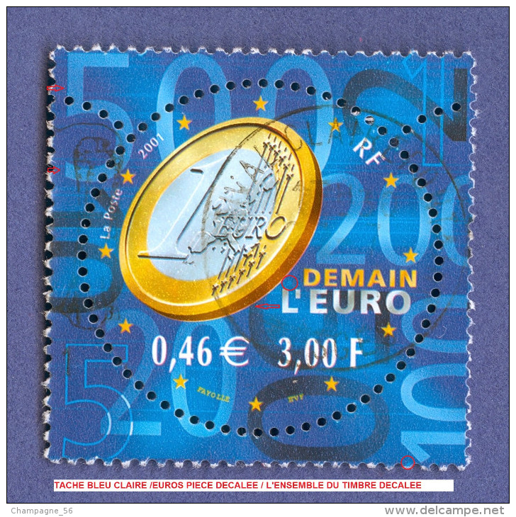 2001  N° 3402  DEMAIN L'EURO  OBLITÉRÉ YVERT TELLIER 0.60 € - Oblitérés