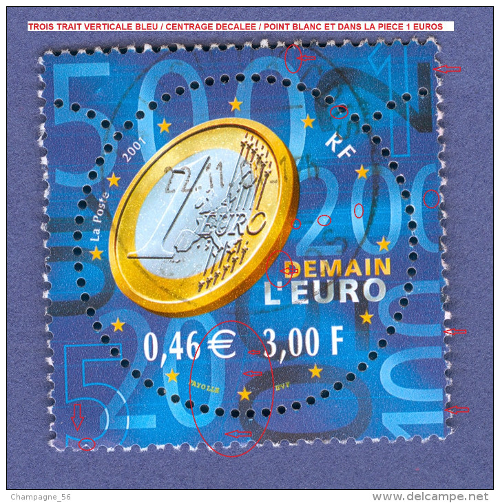 2001  N° 3402  DEMAIN L'EURO 22.11.2001 OBLITÉRÉ - Usati