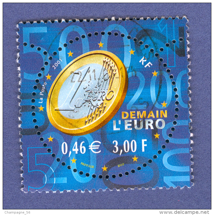 2001  N° 3402  DEMAIN L'EURO 22.11.2001 OBLITÉRÉ - Usados