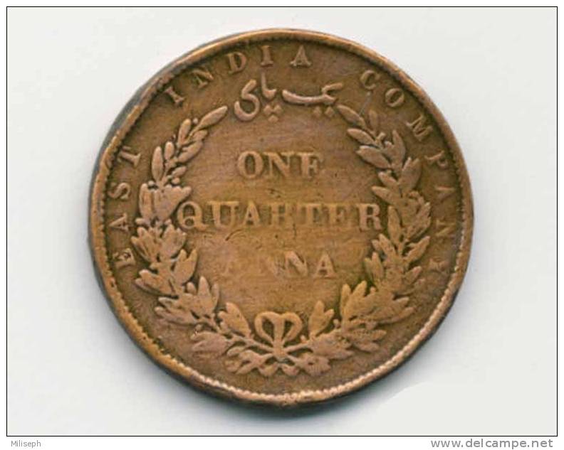 Inde Britannique -  EAST INDIA COMPANY - One Quarter Anna - 1858 - Inde