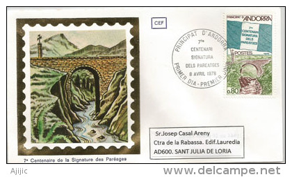ANDORRE. Pont Des Escalls Sur La Rivière Valira.  Un FDC 1978 - Bridges