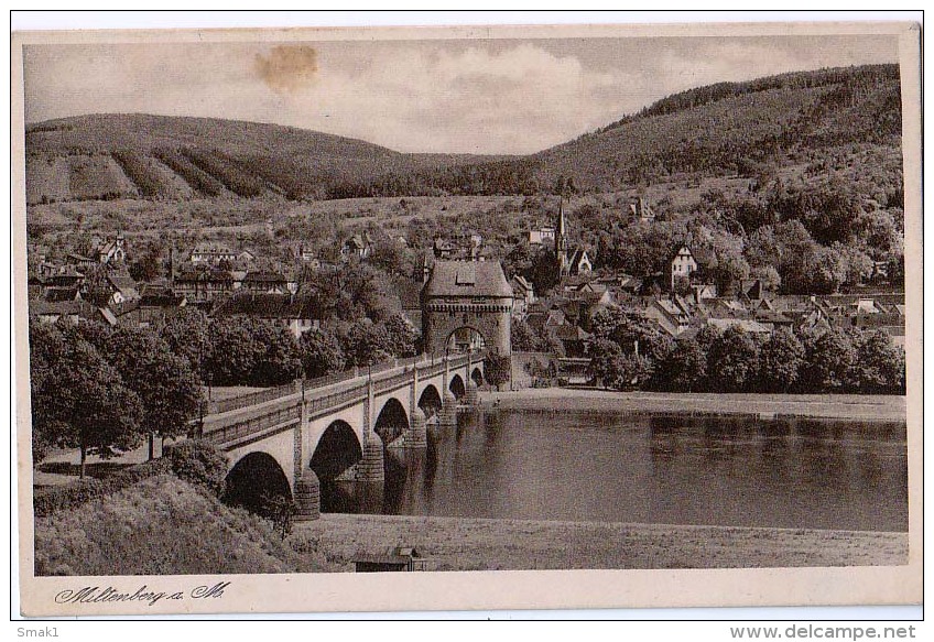 AK BAYERN Miltenberg A.MAIN  BRÜCKE , VERLAG C.SAMHABER .PHOTOGR. ASCHAFFENBURG, ALTE POSTKARTE - Miltenberg A. Main