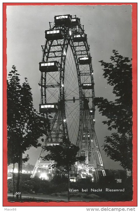 CARTOLINA VG AUSTRIA - VIENNA - Prater Bei Nacht - Riesenrad - Ruota Panoramica - 9 X 14 - ANNULLO TARGHETTA 1956 - Prater