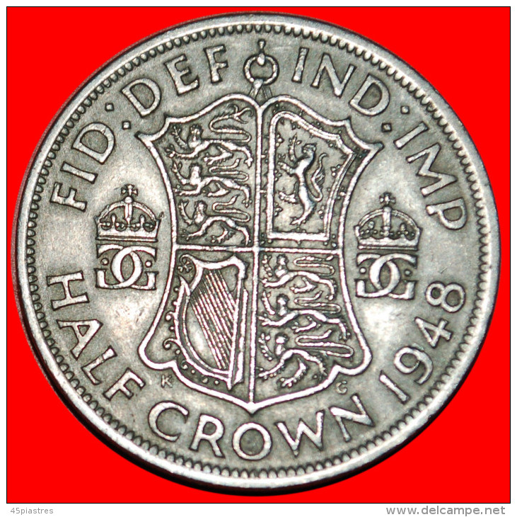 * COAT OF ARMS  GREAT BRITAIN  HALF CROWN 1948! GEORGE VI (1937-1952)  LOW START NO RESERVE! - K. 1/2 Crown