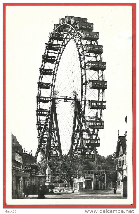 CARTOLINA VG AUSTRIA - VIENNA - Prater - Riesenrad - Ruota Panoramica - 9 X 14 - ANNULLO TARGHETTA 1954 - Prater