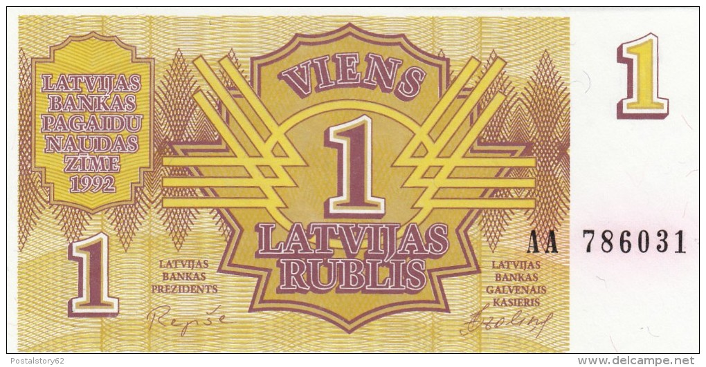 Latvia/ Lettonia 1 Rublis 1992  Non Circolato - Lettland