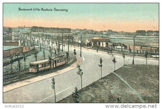 Boulevard Lille Roubaix Tourcoing Tramway Tram Um 1910 - Lille