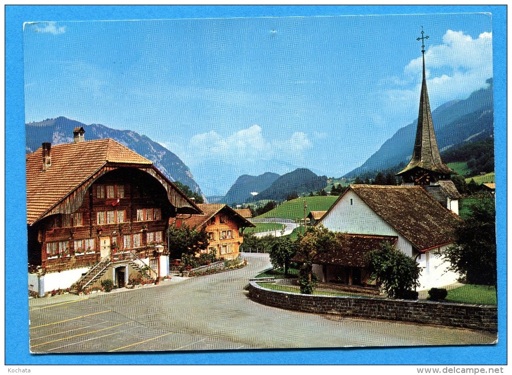 OV869, Diemtigen, Gasthof Hirschen, Kirche, Restaurant, Eglise, Circulée 1989 - Diemtigen