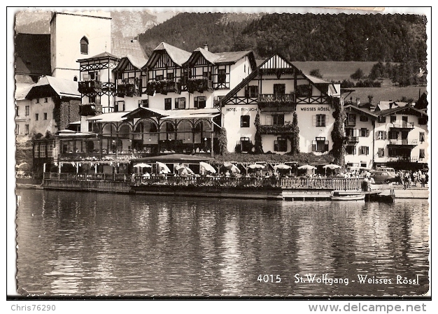 CPSM Autriche ST WOLFGANG Am See Hotel Pension Weisses Rössl En Bordure De Lac Terrasse Café 1955 - St. Wolfgang