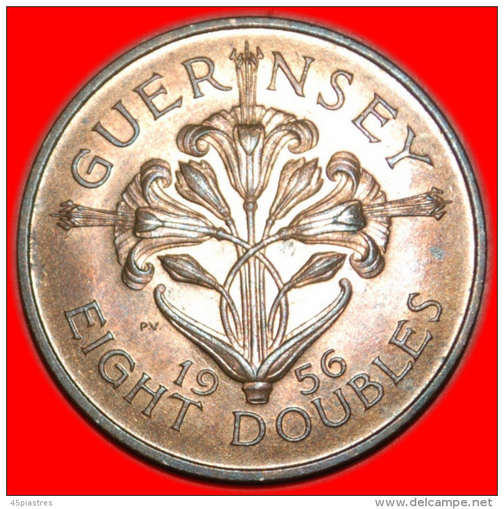 * LILY ★ GUERNSEY★ 8 DOUBLES 1956! ELIZABETH II (1953-2022)  LOW START&#9733;NO RESERVE! - Guernesey